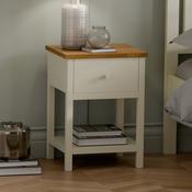 Coxmoor 1 Drawer Bedside Table 40cm - Ivory And Oak image