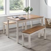Coxmoor Dining Set - Ivory and Oak Rectangular Dining Table and 2 Ivory and Oak Coxmoor Benches image
