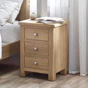 Memphis Limed Oak 3 Drawer Bedside Table 45cm image