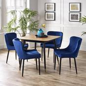 Findlay Dining Set - Square Table and 4 Blue Luxe Chairs image