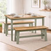 Linwood Sage Green Rectangluar Dining Table Set with 2 Benches image