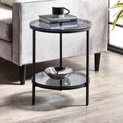 Chicago 45cm Smoked Glass/Black Side Table - Living Room Accent Table image
