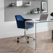 Kahlo Velvet Adjustable Gaming Office Chair - Blue &amp; Chrome image