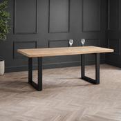 Berwick 180cm Oak &amp; Black Dining Table - 6 Seater Kitchen Table image