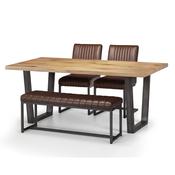 Brooklyn Dining Set - Oak Rectangular Dining Table 1 Brown Brooklyn Bench and 2 Brown Brooklyn Chairs image