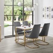 Scala 4 Seater Dining Set - Marble &amp; Gold Table and Chairs image