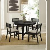 Annika 4 Seater Dining Set - Satin Black Oak VeneerSatin Black Table and Chairs image