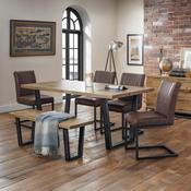 Brooklyn Dining Set - Oak Rectangular Dining Table 1 Oak Brooklyn Bench and 4 Brown Brooklyn Chairs image