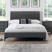 Sanderson 150cm King Grey Velvet Quilted Headboard Bed Frame image