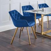Lorenzo Set of 2 Dining Chairs - Blue Velvet &amp; Gold image