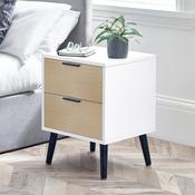 Alba 2 Drawer Bedside Table 45cm - White/Oak image