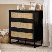 Padstow 3 Drawer Chest of Drawers 80cm - Black image
