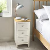 Somerset White and Oak Compact 3 Drawer Bedside Table 34cm - White/Oak image