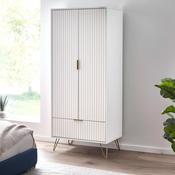 Murano 2 Door 1 Drawer Wardrobe 80cm - White image