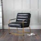 Giorgio Black &amp; Gold Faux Leather Accent Chair - 78cm Living Room Chair image