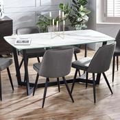 Olympus 160cm White Marble Effect &amp; Black Dining Table - Kitchen Dining Table image