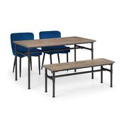 Carnegie Dining Set - Table 1 Carnegie Bench and 2 Blue Luxe Chairs image
