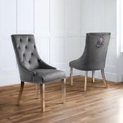 Gladstone Set of 2 Dining Chairs - Grey Velvet image