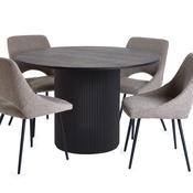 Louis Dining Set - Round Dining Table and 4 Iris Grey Chairs image