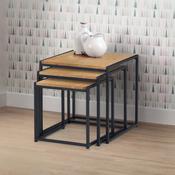 Tribeca Black/Euro Oak Nesting Tables - Space Saving Living Room Set image