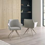 Noah Dining Chairs - Chenille, PU, and taupe sand image