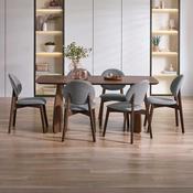 Artemis 6 Seater Dining Set - Walnut veneerUpholstery (seat) , Table and Chairs image