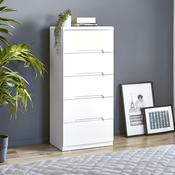 Manhattan 5 Drawer Narrow Chest of Drawers 58cm - High Gloss White image
