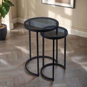 Chicago Round Nesting Side Tables Smoked Glass image