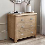 Memphis Limed Oak 3 Drawer Chest of Drawers 85cm image
