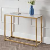 Scala 100cm White Marble &amp; Gold Console Table - Hallway Storage Table image