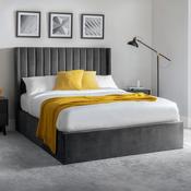 Langham Fabric Lift-Up Ottoman Storage Grey Bed Frame image