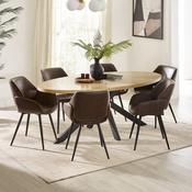Bondi 4 Seater Dining Set - Light Oak Veneer, Powder Table and Chairs image