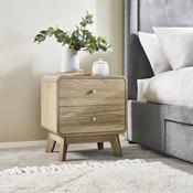 Ingrid 2 Drawer Bedside Table Oak 47cm - Beige image