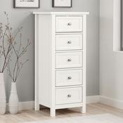 Maine 5 Drawer Tall Chest of Drawers 48cm - Surf White image