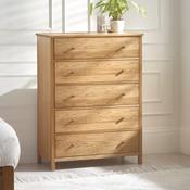 Coxmoor 5 Drawer Wide Chest of Drawers 84cm - Oiled image
