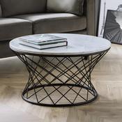 Trevi 80cm White Marble/Black Coffee Table - Living Room Table image