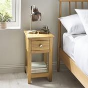 Somerset Oak Compact 1 Drawer Bedside Table with Shelf 34cm image