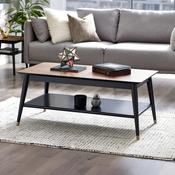 Findlay 110cm Walnut &amp; Black Coffee Table - Living Room Table image
