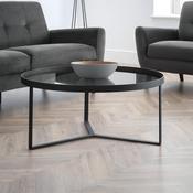 Loft 90cm Black/Smoked Glass Coffee Table - Living Room Table image