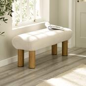 Freya 121cm White Bouclé Bench