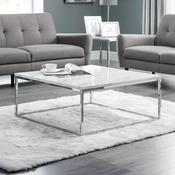 Scala 90cm White Marble &amp; Chrome Coffee Table - Living Room Table image