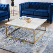 Scala 90cm White Marble &amp; Gold Coffee Table - Living Room Table image