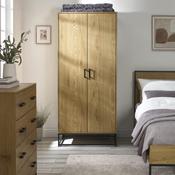 Harlow Light Oak Effect 2 Door Wardrobe 80cm - Light Oak Effect/Black image