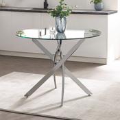 Anderson 100cm Silver/Clear Dining Table - Kitchen Dining Table image