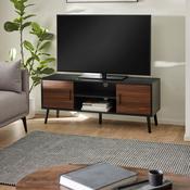 Trent 130cm Walnut and Black PVC Wrap TV Unit - Fits up to 55 inch TV image