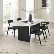 Bolivia 4 Seater Dining Set - Stone Effect Printed GlassBlack Table and Chairs image