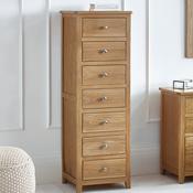 Mallory 7 Drawer Narrow Chest of Drawers 48cm - Oak image