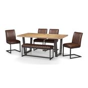 Brookyln 4 Seater Dining Set - Oak / Gunmetal Table and Chairs image