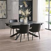 Osaka Black 160 to 240cm Extrending Dining Table Set with 4 Black Faux Leather Upholstered Luxe Dining Chairs image