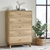 Ingrid 5 Drawer Chest of Drawers Oak 80cm - Beige image
